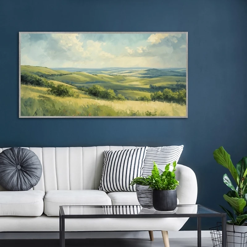 Emerald Horizons Framed Canvas Art Print