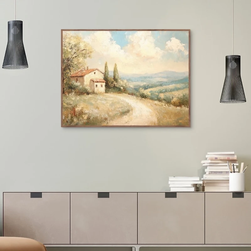 Red Roof Villa Framed Canvas Art Print