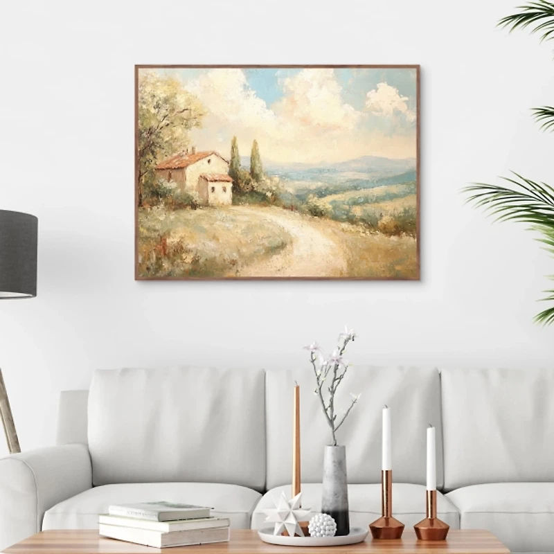 Red Roof Villa Framed Canvas Art Print