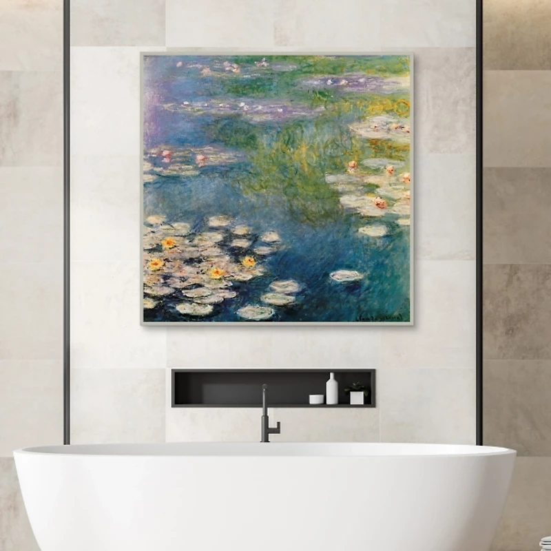 Water Lilies Silver Framed Canvas Art Print