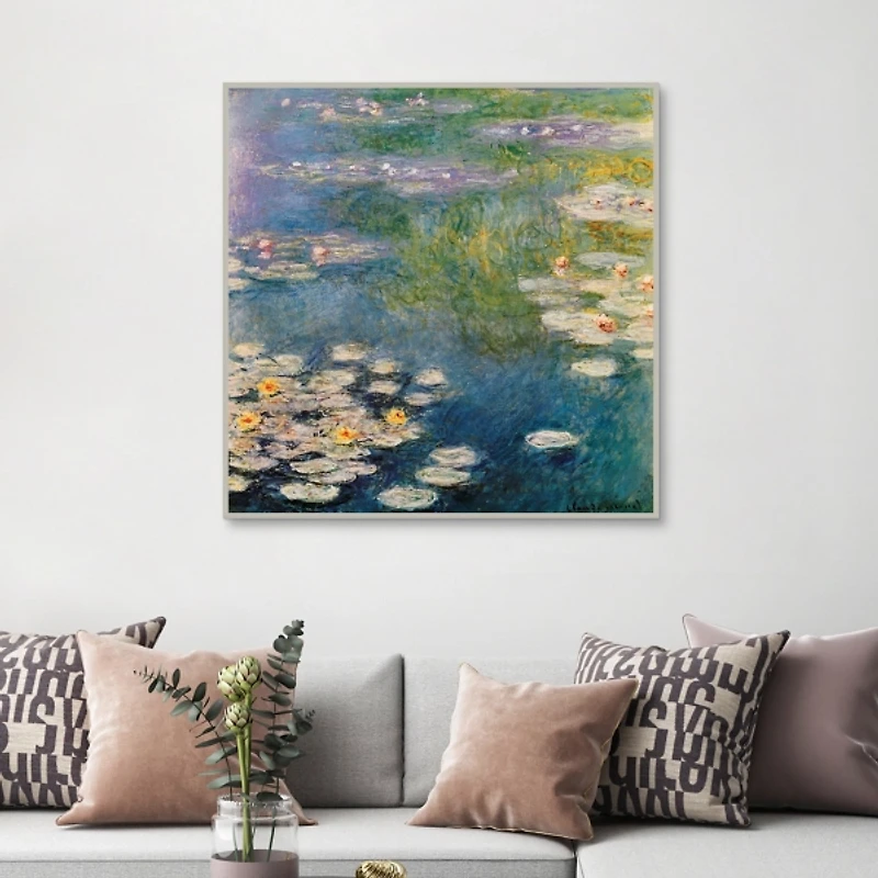 Water Lilies Silver Framed Canvas Art Print