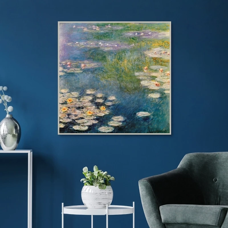 Water Lilies Silver Framed Canvas Art Print