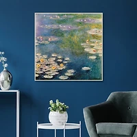 Water Lilies Silver Framed Canvas Art Print
