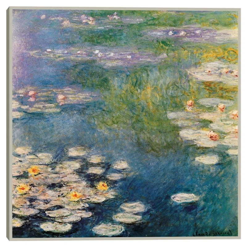 Water Lilies Silver Framed Canvas Art Print