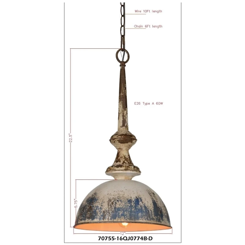 Distressed Metal Liza Pendant Light