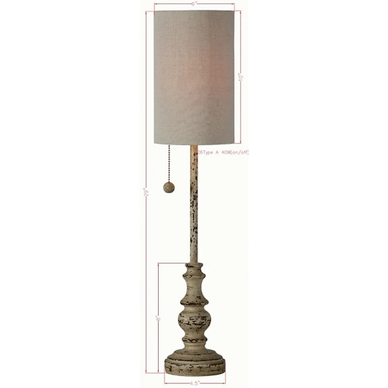 Jude Distressed Buffet Lamp