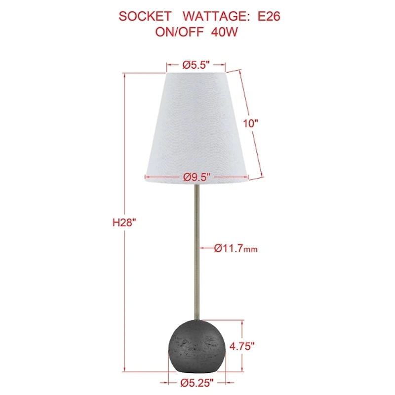 Sawyer Charcoal Faux Travertine Buffet Lamp