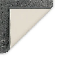 Diplomat Pewter Bordered Bath Rug, 40x24