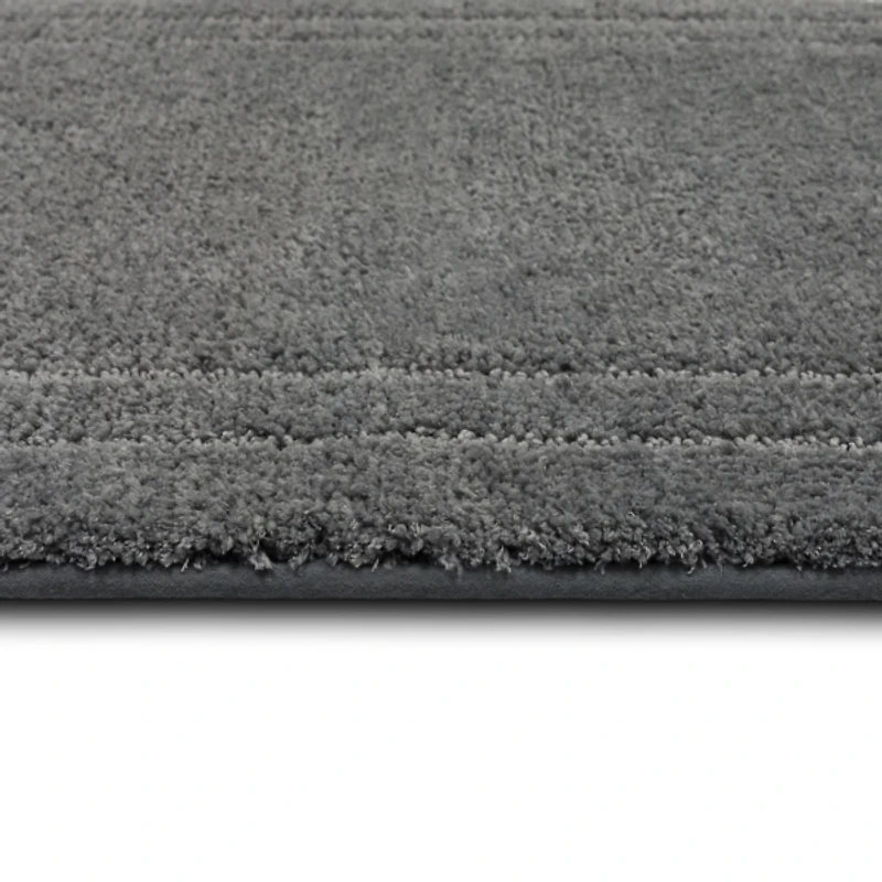 Diplomat Pewter Bordered Bath Rug, 40x24