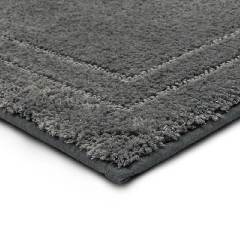 Diplomat Pewter Bordered Bath Rug, 40x24