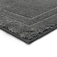 Diplomat Pewter Bordered Bath Rug, 40x24