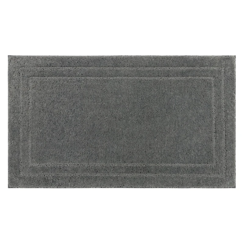 Diplomat Pewter Bordered Bath Rug, 40x24