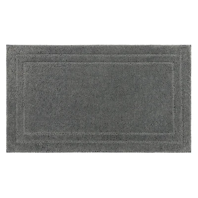 Diplomat Pewter Bordered Bath Rug, 40x24