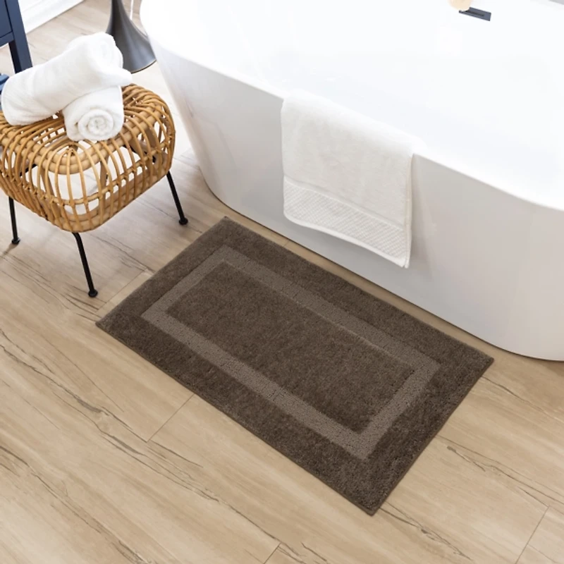 Prestige Walnut Bordered Bath Rug, 40x24