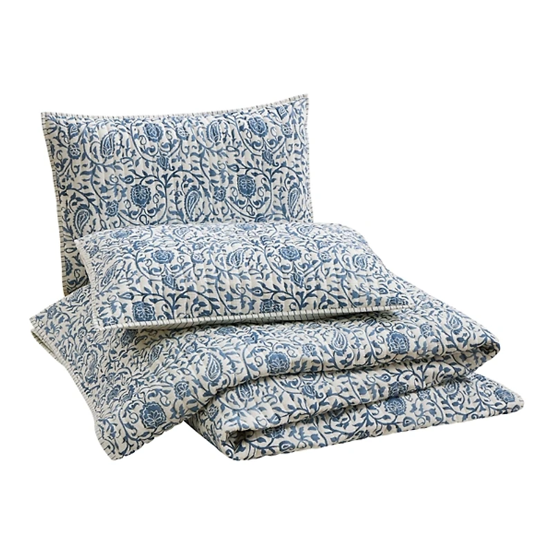Blue Eden Paisley 3-pc. King Quilt Set