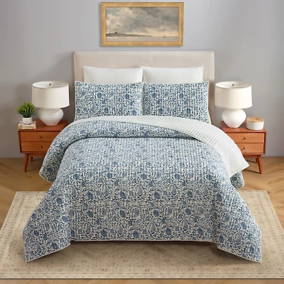 Blue Eden Paisley 3-pc. King Quilt Set