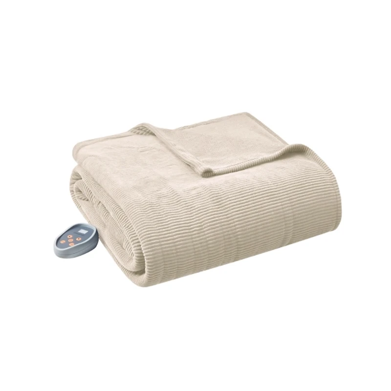 Tan Beautyrest Micro Fleece Heated Queen Blanket