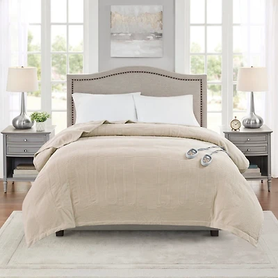 Tan Beautyrest Micro Fleece Heated Queen Blanket