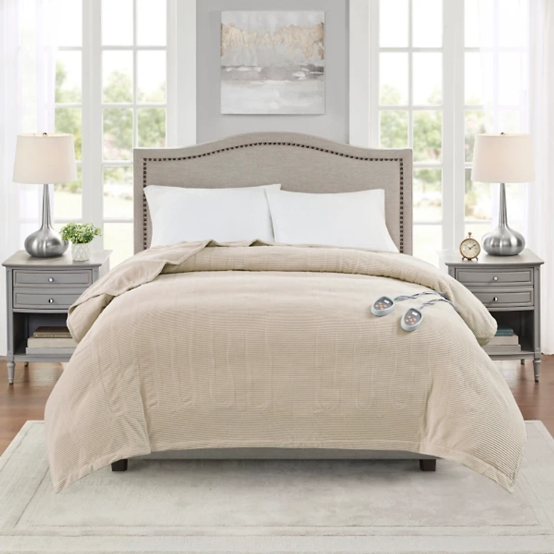 Tan Beautyrest Micro Fleece Heated King Blanket