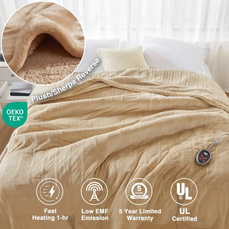 Beautyrest Tan Berber Heated Twin Blanket