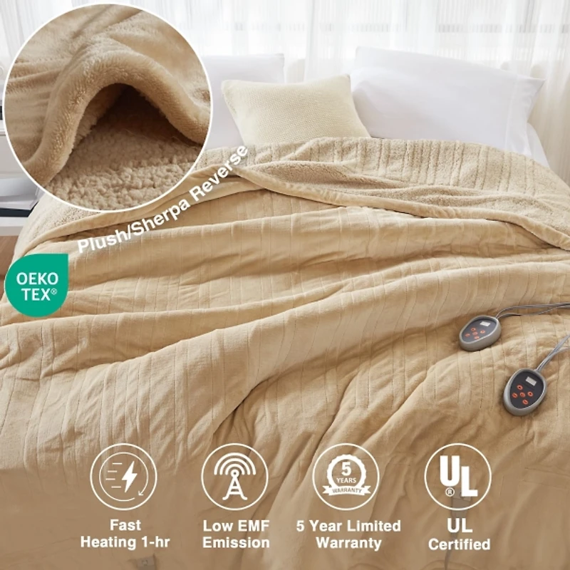 Beautyrest Tan Berber Heated Full Blanket