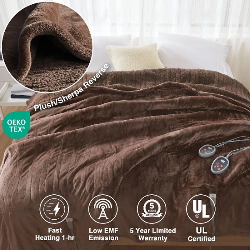Beautyrest Brown Berber Heated Queen Blanket