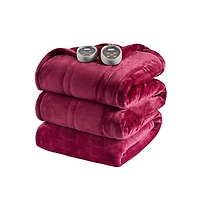 Beautyrest Burgundy Berber Heated Queen Blanket