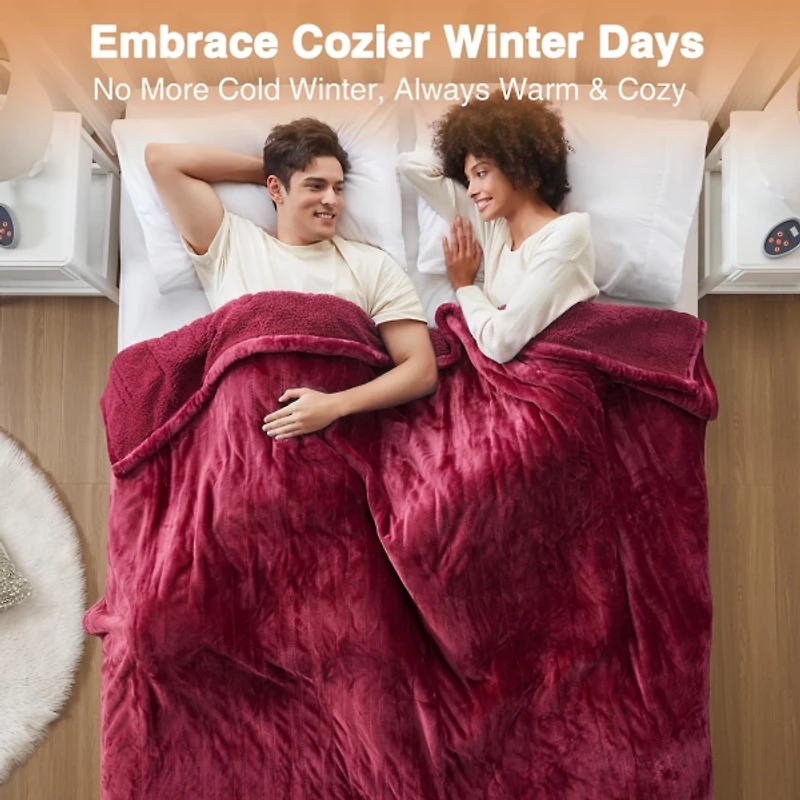 Beautyrest Burgundy Berber Heated Queen Blanket