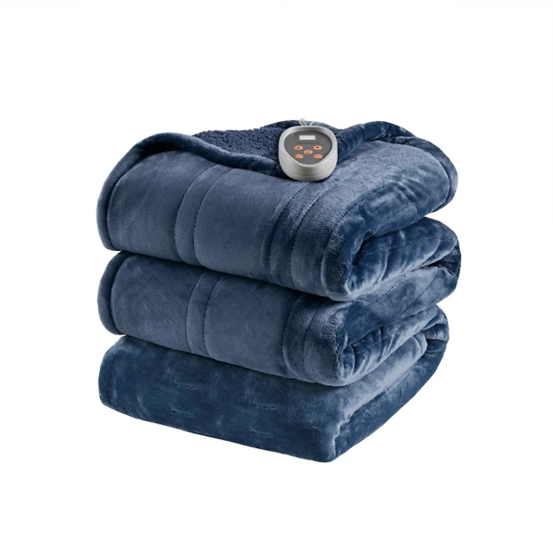 Beautyrest Navy Berber Heated Twin Blanket