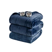 Beautyrest Navy Berber Heated Queen Blanket