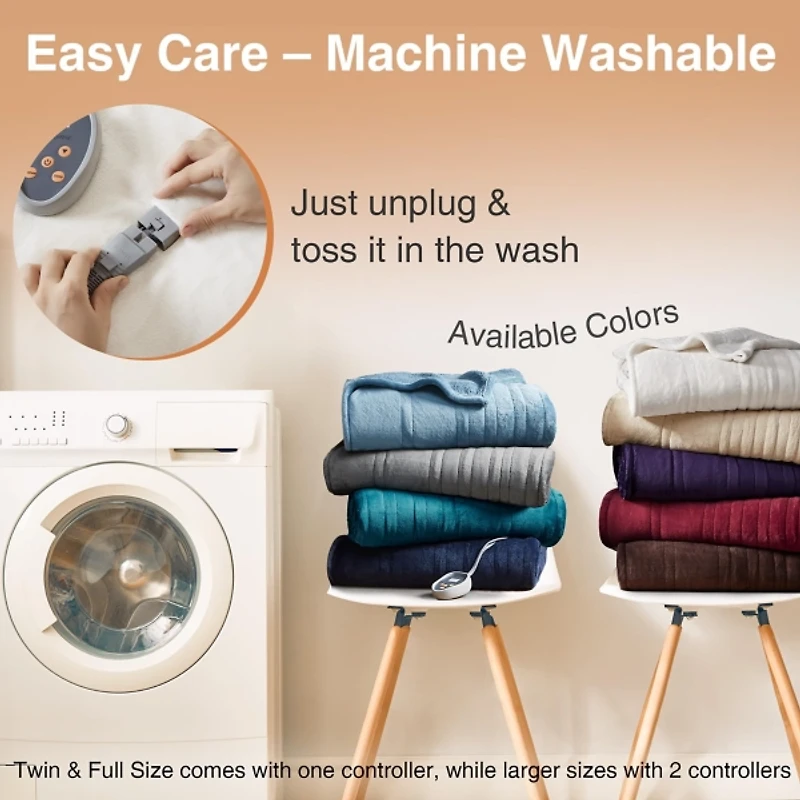 Beautyrest Navy Berber Heated King Blanket