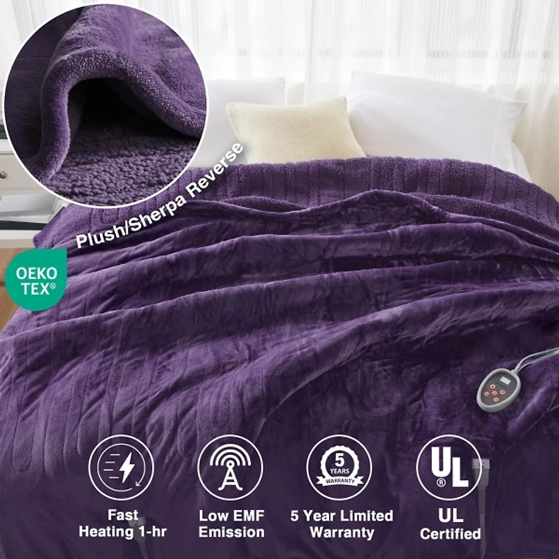 Beautyrest Purple Berber Heated Full Blanket