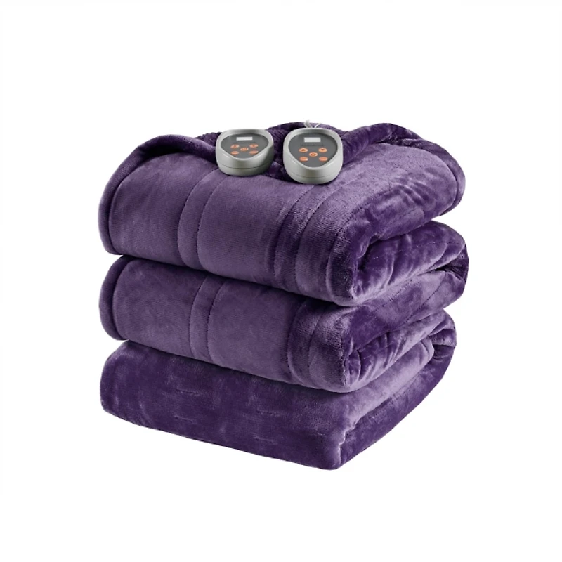 Beautyrest Purple Berber Heated Queen Blanket