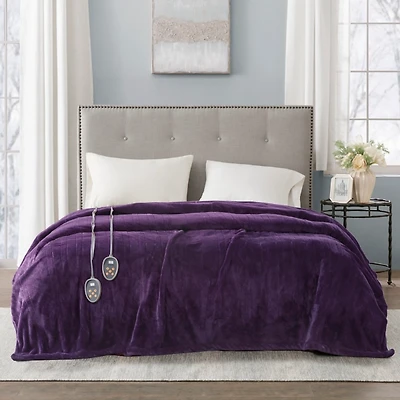 Beautyrest Purple Plush Heated King Blanket