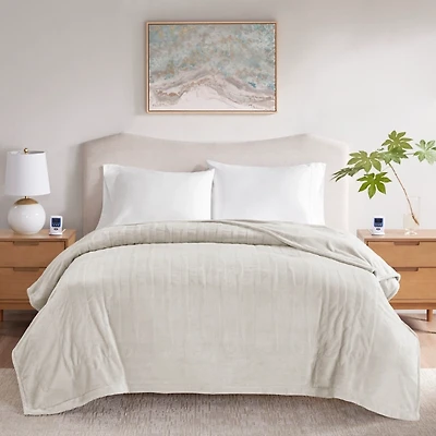 Beautyrest Cream Plush Wifi Heated Queen Blanket