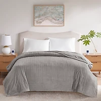 Beautyrest Gray Plush Wifi Heated King Blanket