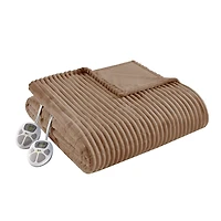 Serta Brown Corded Plush Heated Queen Blanket