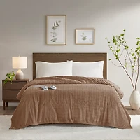 Serta Brown Corded Plush Heated King Blanket