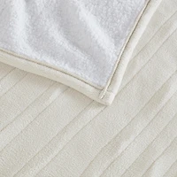 Serta White Fleece & Sherpa Heated King Blanket