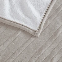 Serta Tan Fleece & Sherpa Heated Twin Blanket