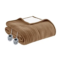 Serta Brown Fleece & Sherpa Heated King Blanket