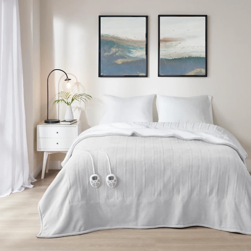 Serta Dove Fleece & Sherpa Heated Queen Blanket