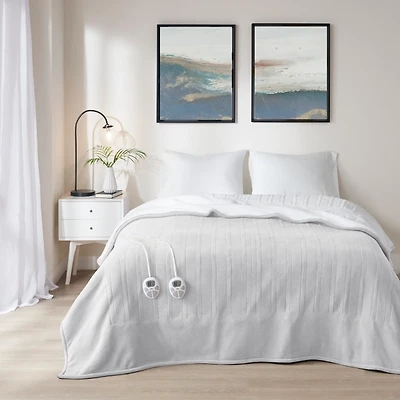 Serta Dove Fleece & Sherpa Heated Queen Blanket
