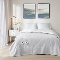Serta Dove Fleece & Sherpa Heated Queen Blanket