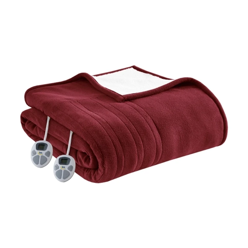Serta Red Fleece & Sherpa Heated Twin Blanket