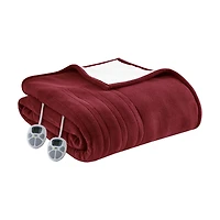 Serta Red Fleece & Sherpa Heated Twin Blanket