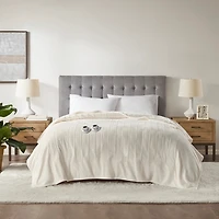 Serta Cream Plush Heated Queen Blanket