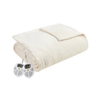 Serta Cream Plush Heated King Blanket