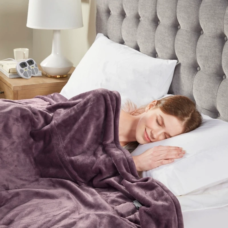 Serta Purple Plush Heated Queen Blanket