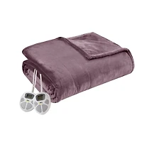 Serta Purple Plush Heated Queen Blanket